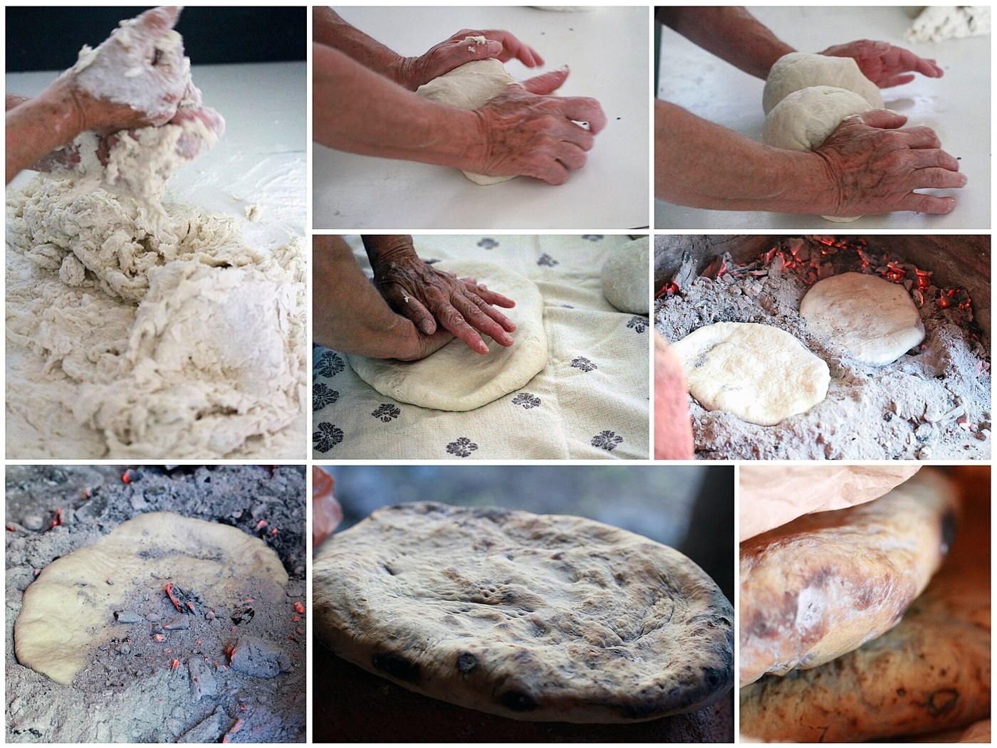 Tortillas de rescoldo photographed in Chile; illustration of the regional technique