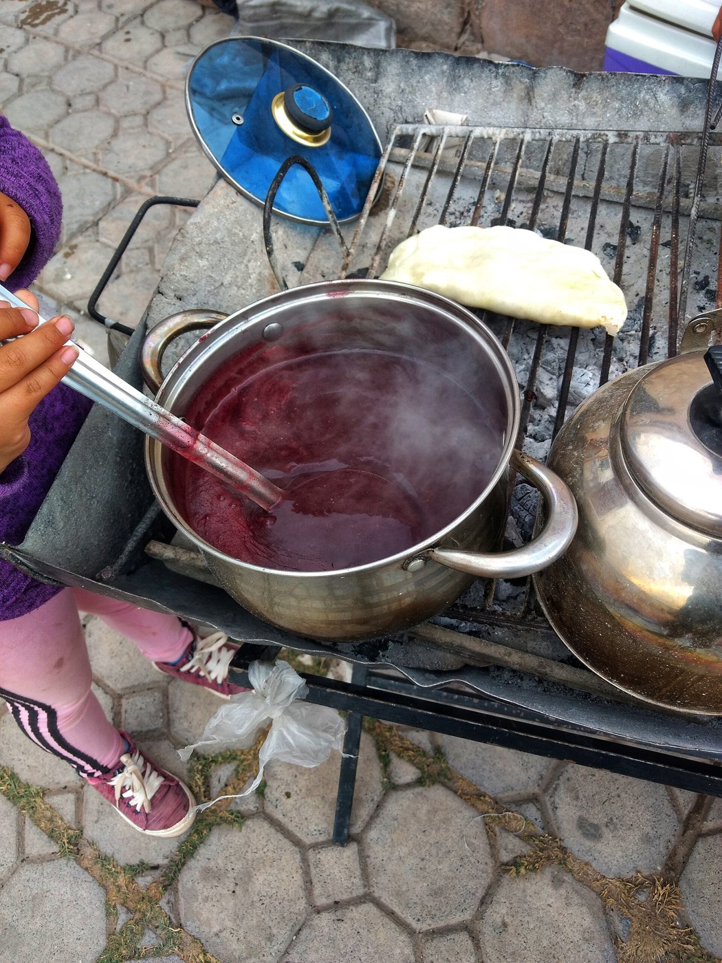 Purple api being prepared in Tilcara