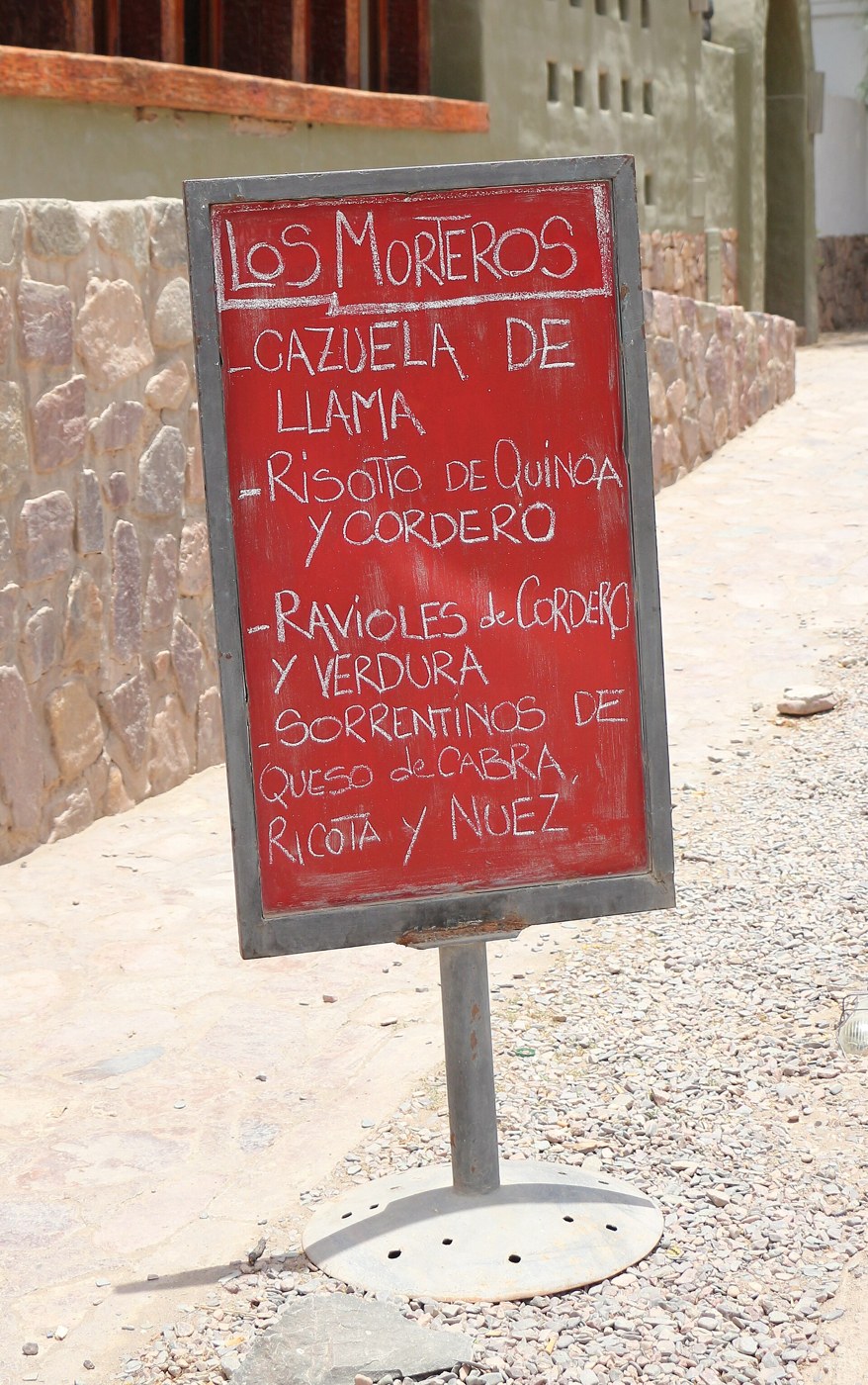 Restaurant chalkboard in Purmamarca