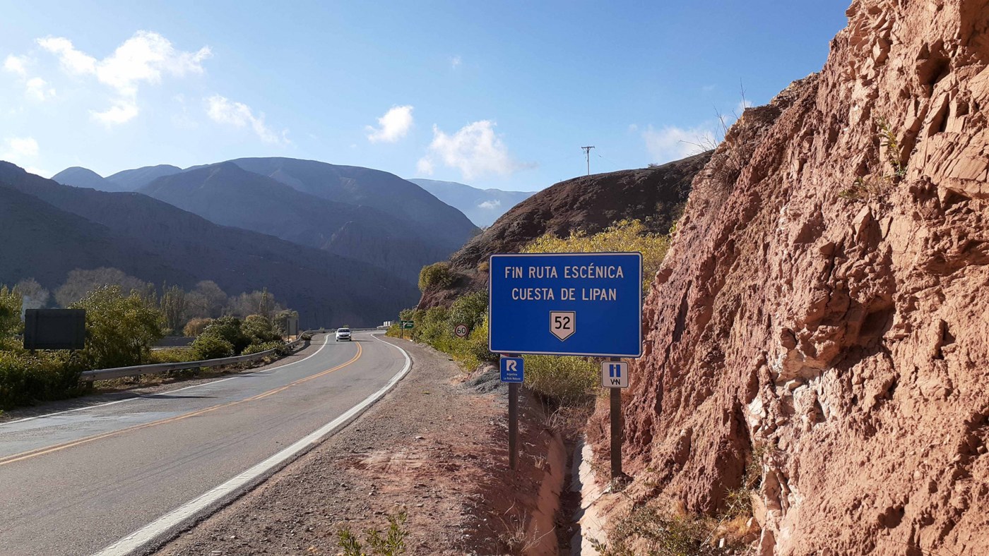Señal informativa de la Ruta 52 en Jujuy