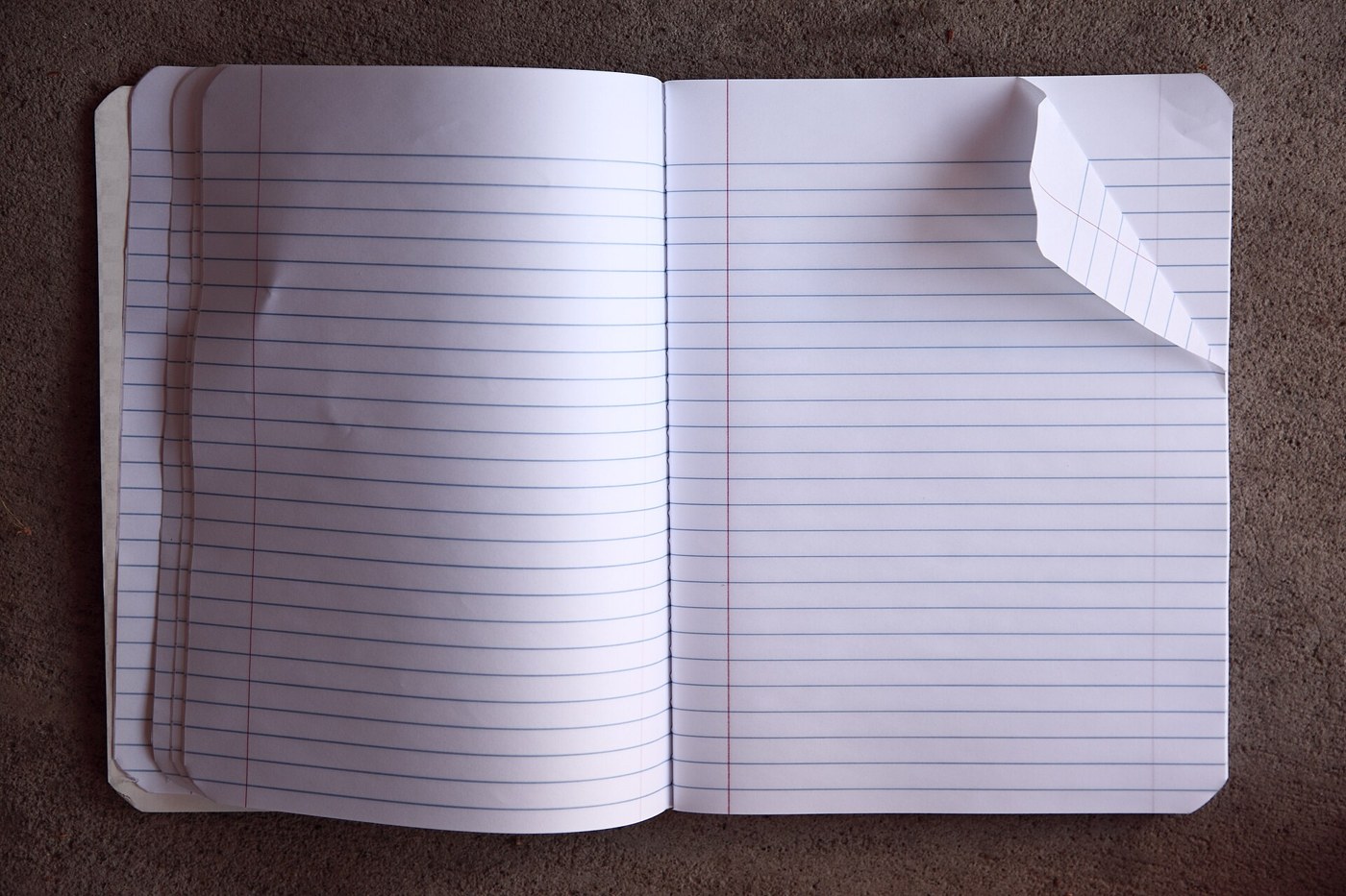 Páginas en blanco de un cuaderno para preparar preguntas